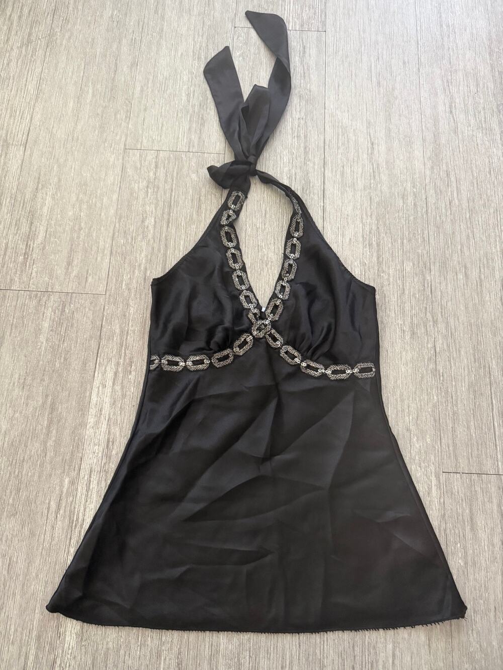 Vintage Y2k Charlotte Russe Black Sequin Halter Top